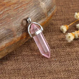 Crystal Pendants Without Rope Natural Stone Necklace Colorful Hexagonal Bullet Pendant QMR7b