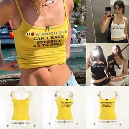 Retail Designer Women Tanks Knitted Suspender Vest Short Style Exposed Navel Camis 2023 New Fashion Spice Girls Casual Top T -shirt