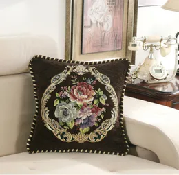 Cuscino di fiori di lusso europeo/cuscino decorativo fiori stampato fodera per cuscino divano lino federa floreale federa decorativa YLW-042