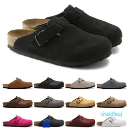 Designer -Sandals Boston Soft Footbed Suede Leather Taupe Mocha Mink Mens Fashion Scuffs Outdoor Pantofole Scarpe