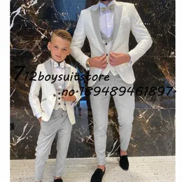 Suits Suit Boys Wedding Jacket Pants Vest Three-Piece Tuxedo Kids Formal Floral Blazer Set Clothes HKD230704