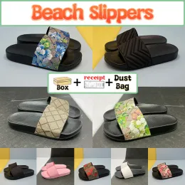 Box met Box Mannen Vrouwen Mode Slippers Slides Zomer Platte Slipper Trendy Leer Rubberen Sandaal Heren Strandglijbaan US 5-11.5 LK 6054