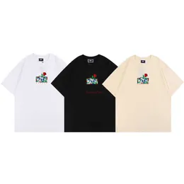 デザイナーファッション衣類 Tシャツ Tシャツファッションブランドキスローズボックスレッドローズプリント二重糸ピュアコットン半袖 Tシャツ男性と女性のためのレジャー綿ストリート