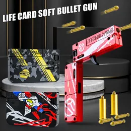 Gun Toys uppgraderat livkort metall hopfällbar vapenleksak lämplig för barn och vuxna pistolleksak med mjuk kullegering skjutmodell 230704