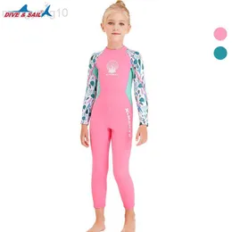 Kombinezony Drysuits nowy kombinezon neoprenowy meduzy kombinezony do nurkowania dla dzieci stroje kąpielowe dziewczyny z długim rękawem stroje kąpielowe do surfingu dla dziewczynki strój kąpielowy kombinezony HKD230704