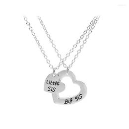 Pendant Necklaces Cute Family Love Big Little Sis Hollow Out Heart Necklace For Women Girls Sister Friendship Christmas Gift