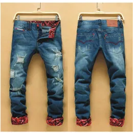 Mens Casual Straight Jeans Retro Slim Skinny Jeans Fashion Designer Ripped Men Hip Hop Light Blue Denim Pants Asian size 27-38