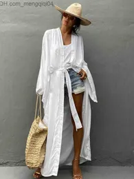 Stroje kąpielowe damskie Stroje kąpielowe damskie Stałe okrycie plażowe Up Kobiety Self Belted Wrap Kimono Dress Swimsuit Robe Summer Beachwear Dostawa fabryczna Z230706