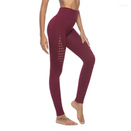 Pantalon actif Leggings Sexy Sport Fitness Creux Respirant Sans Couture Gym Femmes Taille Haute Solide