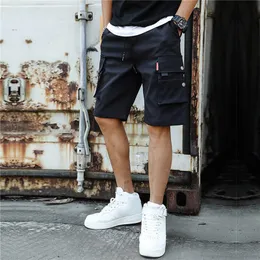 Men's Shorts Men Cargo Tactical Joggers Work Casual Pants Male Multi Pockets Buttons Loose Wide Leg Knee Length Summer 230703