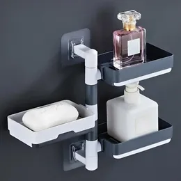 Dishes Nopunch rotating wallmounted soap box Wall Mount Rotatable Soap Holder Punch Free Rotation Soap Holder Wall Mount 2Tier Soap