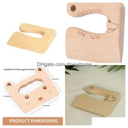 Craft Tools Wholesale Wooden Kids Knife For Cooking And Safe Cutting Veggies Fruits Cute Fish Shape Kitchen Drop Delivery Home Garde Dhykv