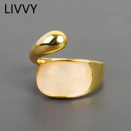 LIVVY Argent Couleur Minimaliste Anneaux Irréguliers pour Femmes Couples Bijoux Vintage Simple Anneau Ouvert Meilleur Cadeau