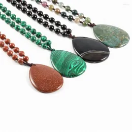 Pendant Necklaces Design Bohemian Jewelry Natural Stone Agates 8MM Matching For Women Men