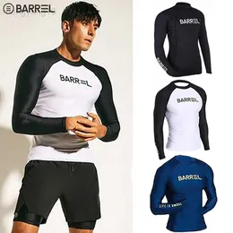 Wetsuits Drysuits Erkekler Uzun Kollu Yüzme Gömlek Yüzme Şortu Dalgalı Set Sarkı Şnorkelle Sişman Takım Elbise Sörf Mayo Dalış Dalış Su Takım Üst Gagası HKD230704