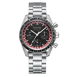 Inne zegarki PHYLIDA 40mm męski zegarek ST19 mechaniczny chronograf na rękę ręcznie nakręcany cylinder szafirowe kryształy Speedy edycja limitowana 230703