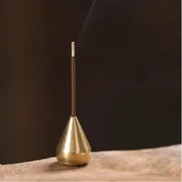 Porta-varetas de incenso em forma de gota de água Latão Pequeno incensário acessórios Mini porta-varas de cobre Decoração da casa E0704