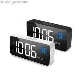 Relógios de mesa de mesa Despertador digital recarregável Controle de voz Soneca Modo noturno Relógio de mesa Música Eletrônico Relógios de LED Despertador Digital Z230704