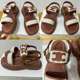 Triomphe sandal i kalvskinn vegetal tanning populära kvinnor märke sandaler fyrkantiga tå vintage romerska sandaler strand sandal ger avslappnad stil plattform sandaler sandaler