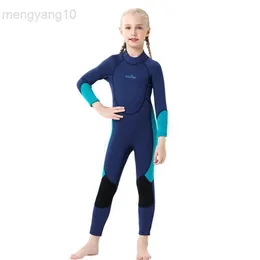 Kombinezony Drysuits Kombinezon 3mm dla Kid Girl Kombinezony neoprenowe Grubość Dzieci Snorkel Kombinezon do nurkowania Termiczny strój kąpielowy Dziecko Surfing Strój kąpielowy Plaża HKD230704