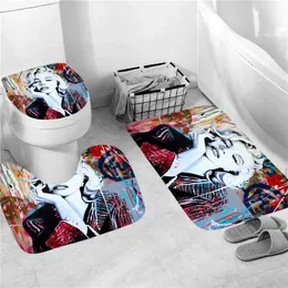 Stitch Elegant African Black Woman Print Shower Curtain Set American Girl Polyester Bathroom Curtains Antislip Bath Mats Carpets Rugs