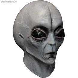 Alien kask maska impreza z okazji Halloween Cosplay Horror śmieszne lateksowe pełne nakrycia głowy śmieszne Horror tusze do rzęs kostium na Halloween maski L230704