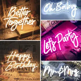 Night Lights Custom Neon Light Better Together Happy Birthday Led Letter Large Weddings Wall Text Sign Bar Party Decor Dropshipping HKD230704