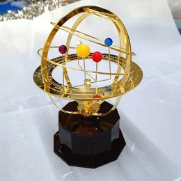 Decorative Objects Figurines Turning Solar System Outdoor Sculpture Personality Crafts Metal Wind Spinners Garden Ornament 230704
