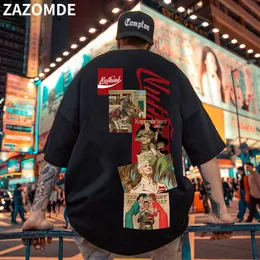 Herren T-Shirts ZAZOMDE Baumwolle Tees Coole Männer Übergroße T-Shirts Gothic High Street Hip Hop T-shirts Männer Sommer Harajuku Lose T-shirt Streetwear 230703