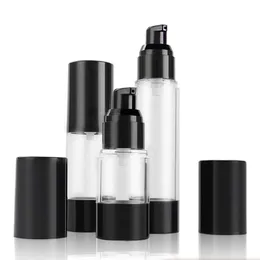 15ml 30ml 50MLClassic Black Vacuum Airless Pump Bottle Cosmetic Essence Oil Lotion imballaggio Bottiglia riutilizzabile F2017486 Sliih