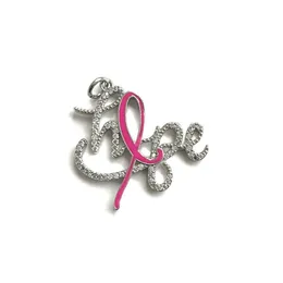 Bracelets 5pcs Cubic Zirconia Pave Hope Word Charms Breast Cancer Awareness Pendant for Woman Bracelet Necklace Bangle Jewelry Making