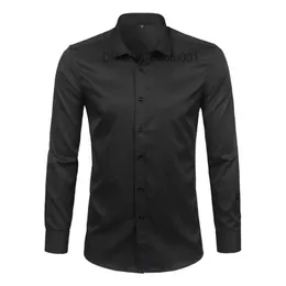 Männer Casual Hemden Schwarz Herren Bambusfaser Hemden Marke Casual Slim Fit Langarm Kleid Nicht Eisen Solide Chemise Homme 4XL Z230707