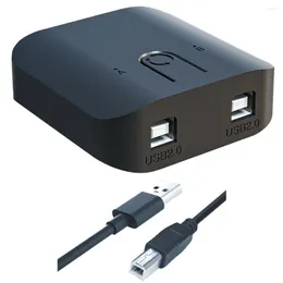 Interruptor de compartilhamento de impressora 2 em 1 comutador de conexão com indicador de luz azul, caixa de captura, conversor, laptops