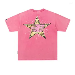 남자 T 셔츠 스타 그래픽 대형 남성 셔츠 빈티지하라 주쿠 Y2K 티셔츠 여름 느슨한 캐주얼 코튼 티 스트리트웨어
