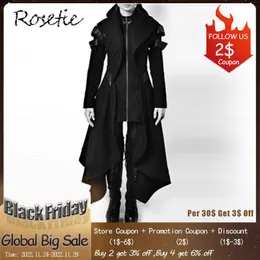 Pelliccia rosetica hot autunno trench gotico cappotto vintage donne overcoats slim halloween 2022 inverno con cappuccio nero cappotti goth