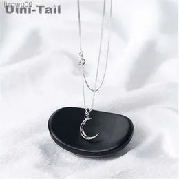 UiniTail hot new 925 tibetanskt silver koreansk sötmåne kort halsband temperament Crescent Bay nyckelbenskedja hona GN441 L230704