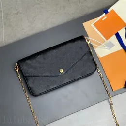 Kahverengi Tasarımcı Çantalar Pochette Felicie Omuz Çantası Metal Zincir Kovası Deri Deri Ekose Sak Bir ana bölme cüzdanı resmi tasarımcı çanta Lady 3 in 1 xb035