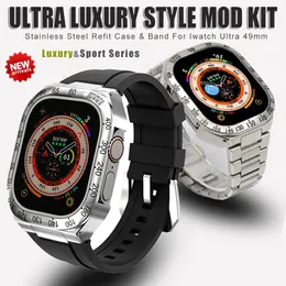 2 arada 1 Refit Mod Kit Metal Kılıfı, Apple Watch Band Ultra 49mm Modifikasyon Paslanmaz Çelik Kayış Iwatch Serisi 8 Sport Correas