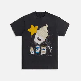 디자이너 패션 의류 티 TSHIRTS 키스 트리트 뱅디 캔디 풍선 짧은 슬리브 TSHIRT 풍선 발자 짧은 소매 연인면 스트리트웨어 스포츠