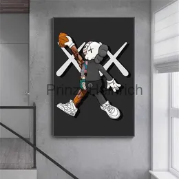 Bakgrundsbilder Pop Canvas Art Målning Kaw Tecknad karaktär som spelar basketplakor och skriver ut modern väggkonst Bild vardagsrum Dekor J230704