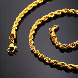 Naszyjnik z łańcuszkiem Spersonalizowany łańcuszek Złote naszyjniki minimalistyczny szyk Biżuteria ze stali nierdzewnej Naszyjnik Deluxe Rope Chain Biżuteria męska Prezent na rocznicę