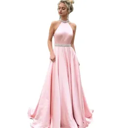 핑크 파티 드레스 고급스러운 빛나는 크리스탈 목걸이 스팽글 메이드 오 목 얼룩 섹시한 등이없는 플러스 크기 생일 졸업 파티 수요일 가운 신부 드레스의 어머니