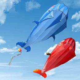 LED Flying Toys 2.2 متر ثلاثي الأبعاد عملاق الدلافين الحوت على شكل طيار طائرة ورقية البرامج الرياضية Gliding Beach Kite Outdoor للبالغين والأطفال 230704