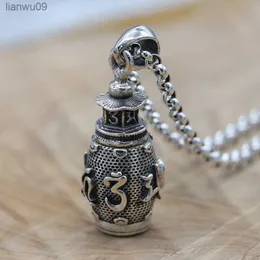 W nowym stylu stary antyczny wisiorek Retro puste pudełko mężczyźni otwierany Cylinder urna do przechowywania popiołu Amulet medalion naszyjnik biżuteria religijna L230704