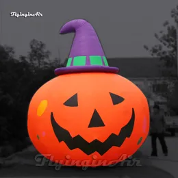 Halloween upiorny uśmiechnięty nadmuchiwany balon w kształcie głowy dyni ogromne powietrze wysadzić Jack-o-latarnia z kapeluszem do dekoracji strony