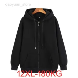 Mäns hoodies Men's Autumn and Winter stor storlek dragklapp 10xl 12xl huva tröja plus storlek 7xl 8xl 9xl 5xl tjock svart grå stor kappa 180 kg hkd230704