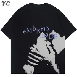 T-shirt maschile vintage harajuku maschi t-shirt hip hop art band graphic thirt letter stampa di maglietta di grandi dimensioni di cotone da donna in cotone tops Gothic 230703