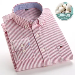 Men's T Shirts 6XL 7XL High Quality Spring and Autumn Checker Shirt Long Sleeve 100 Cotton Stripe Solid Oxford Textile Casual Business 230703