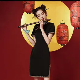 Etnik Giyim Retro Kadınlar Dantel Cheongsam Oryantal Genç Kızlar Akşam Partisi Elbise Çin tarzı bayanlar Günlük Cobe Elbise Vintage Qipao