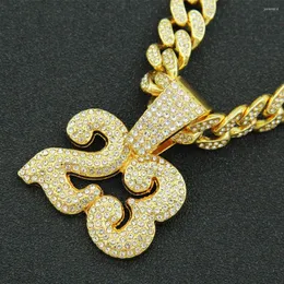 Pendant Necklaces Iced Out Cuban Chains Bling Diamond Number 23 Rhinestone Pendants Mens Gold Chain Charm Hip Hop Jewelry For Men